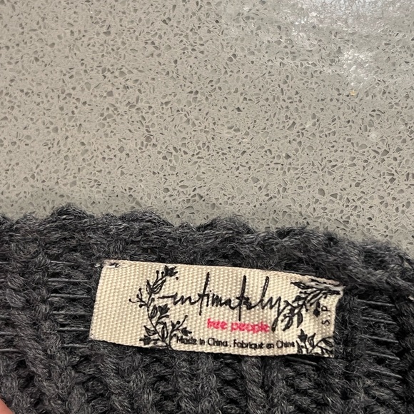 Free People Charcoal Cable Knit Crop Top - Picture 2 of 4